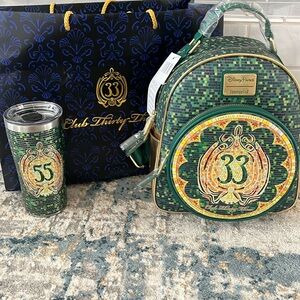 Club 33 Disney Backpack Loungefly Emerald tumbler Tervis Walt Mickey goofy buzz